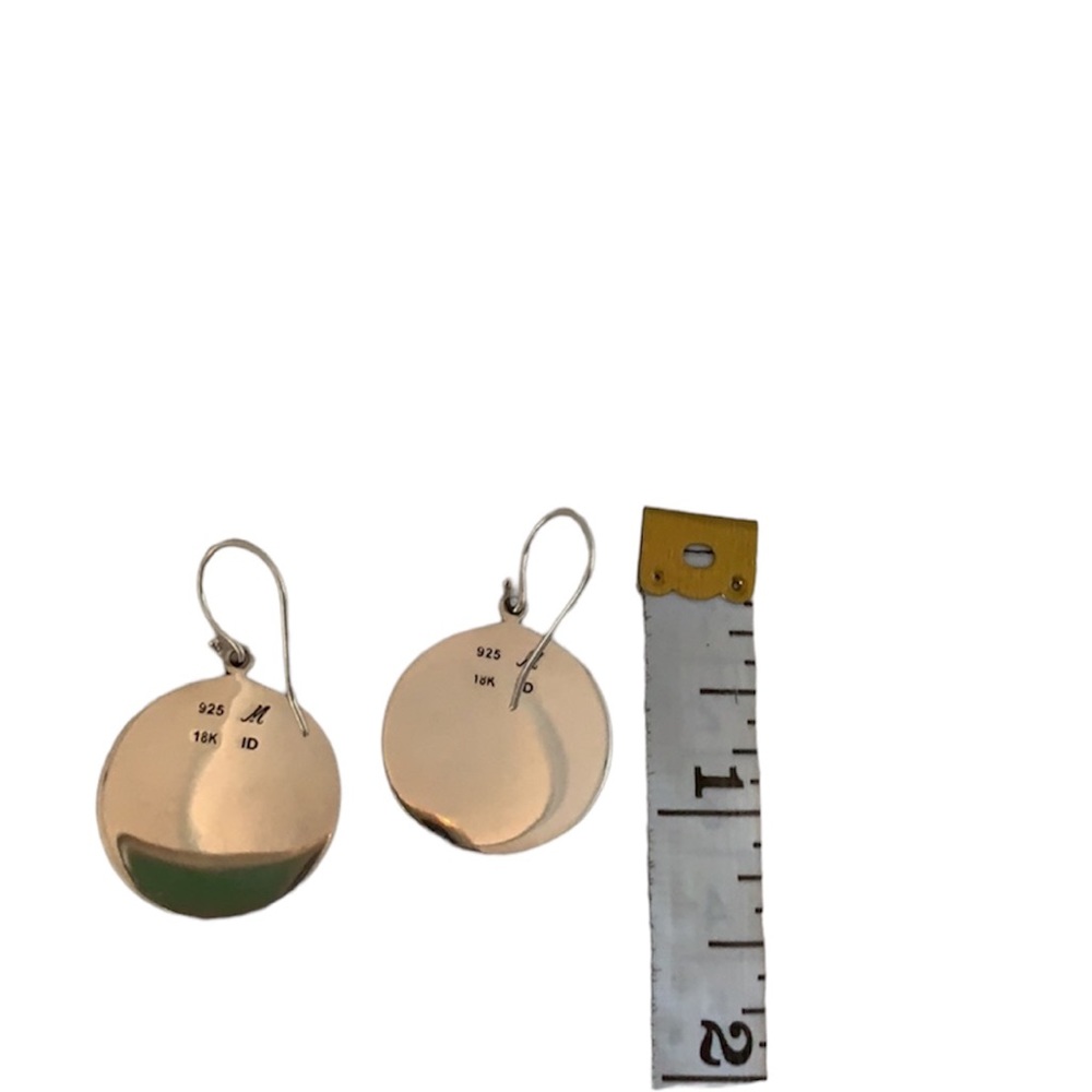 Round Sterling Silver & 18K Gold Pierced Earrings - Picture 4 of 6